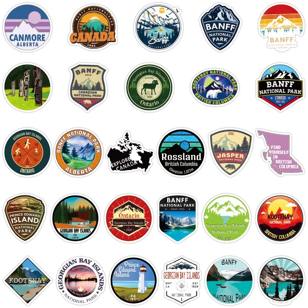 50pcs PVC waterproof National Park graffiti decorative sticker packs for laptop stationery luggage skateboard window wall decal