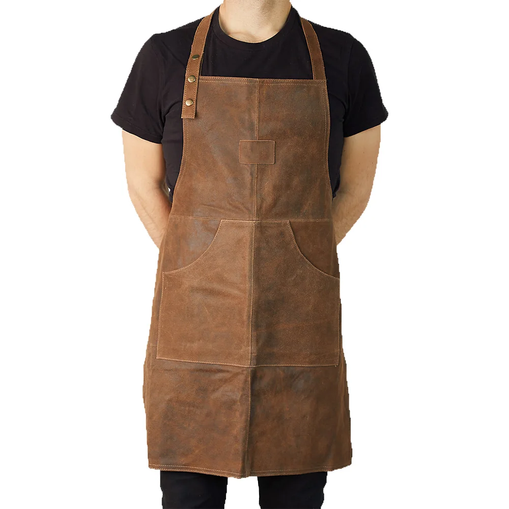 Многофункциональные фартуки из натуральной кожи регулируемые для уборки с несколькими карманами большие размеры