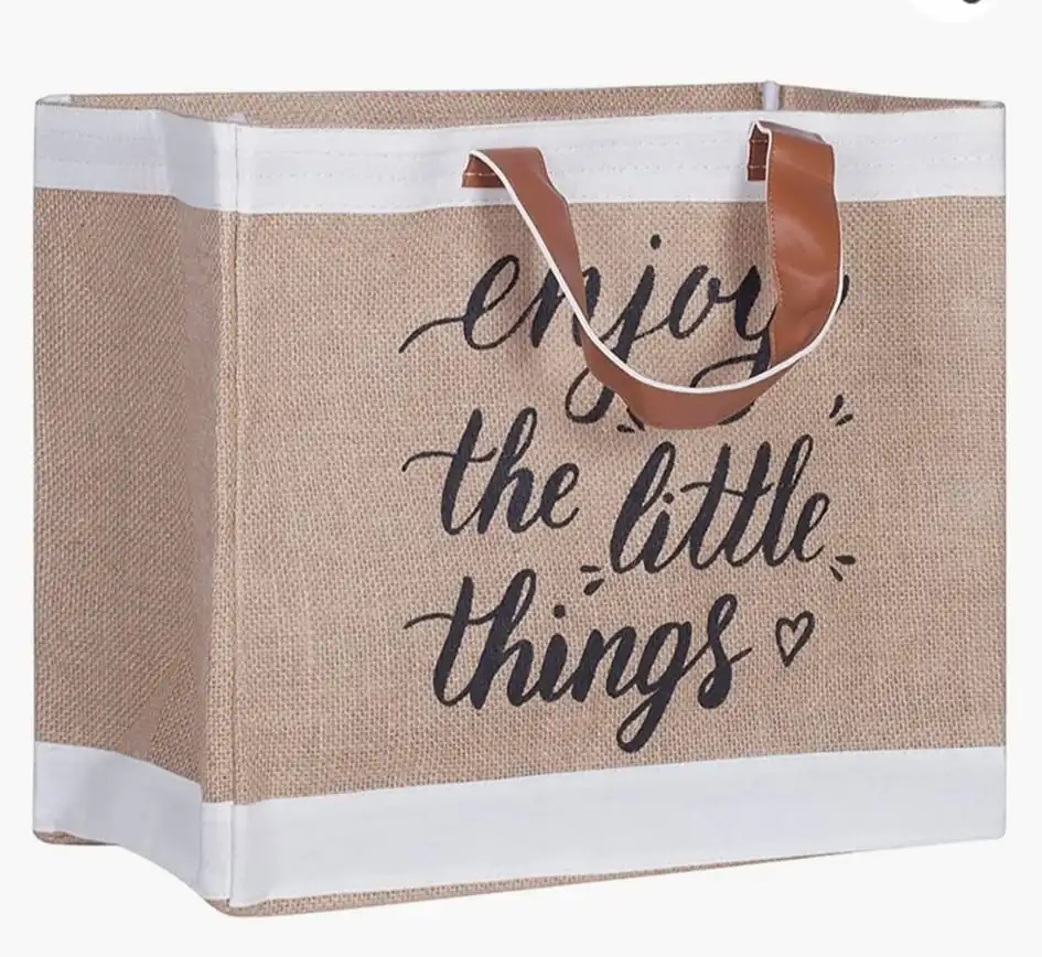 eco friendly womens girls jute burlap hessian tote top load tote bag natural materials hand crafted jute beg