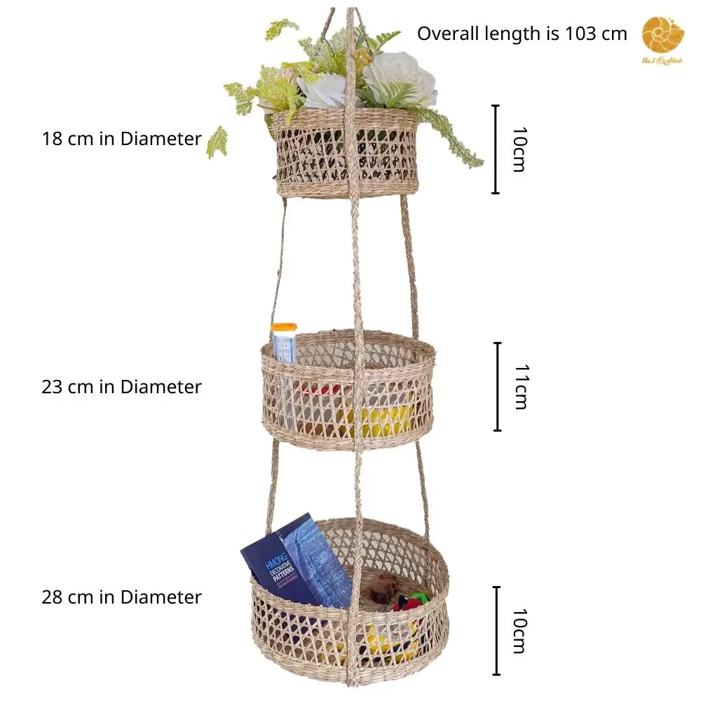 2021 Hot Sale 3 Tier Hanging Fruit Basket for Kitchen Macrame Hanging Basket for Fruit and Vegetable Storage Boho Wall Baskets