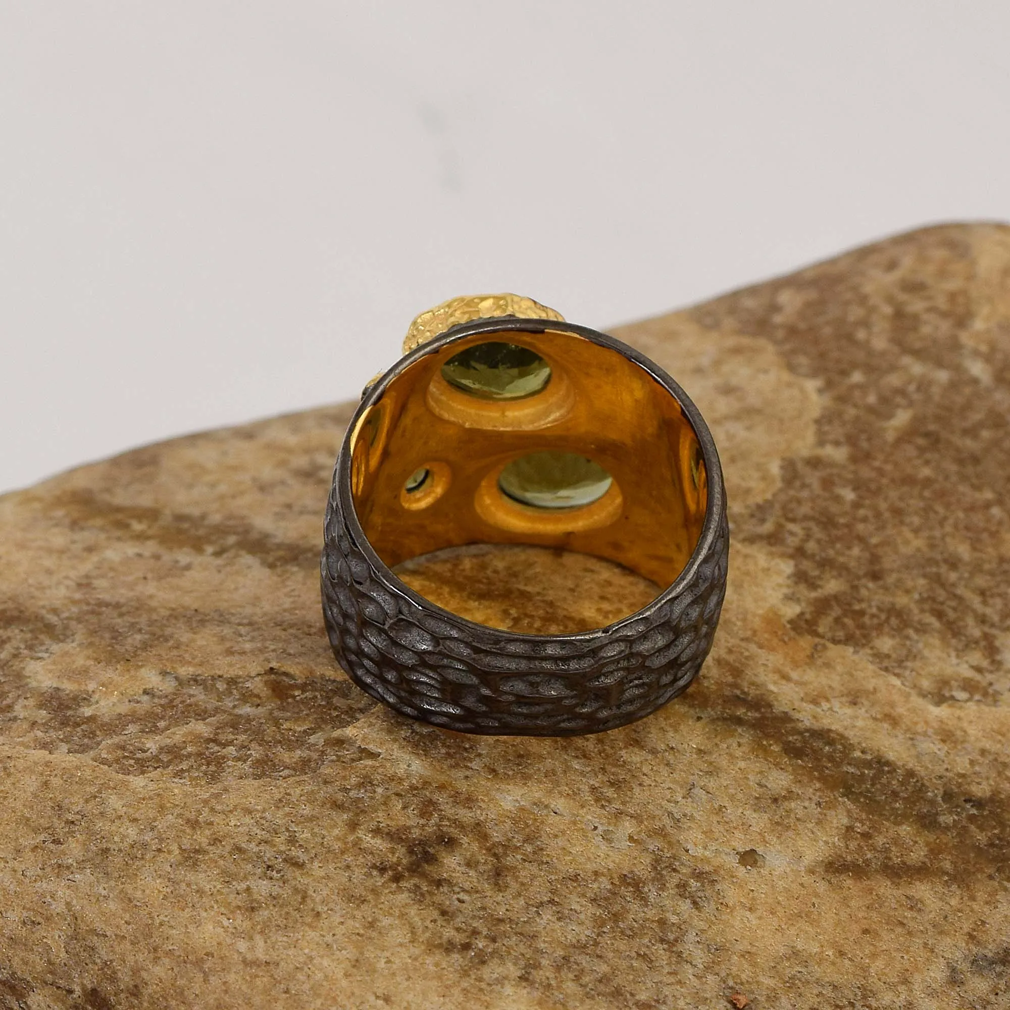 925 серебряное позолоченное Винтажное кольцо из натурального молдавита