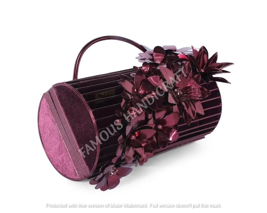 Wholesale High Quality maroon Handcrafted brass wire clutch  Designer Luxury Handbag at Best Price