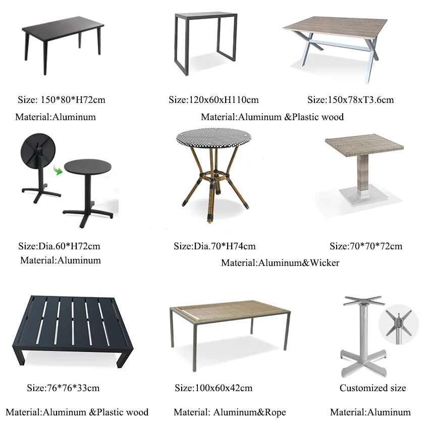 Outdoor Metal Tables Aluminum Black Small Round Table For Coffee Restaurant