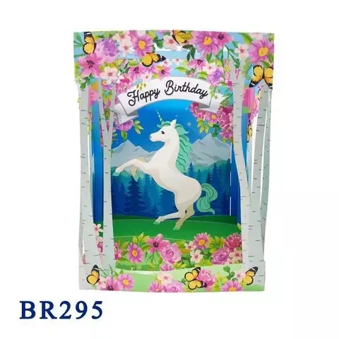 Wholesale Pony Birthday 3D Paper Unicorn Best Price Pop up Origami Kirigami Card for Gift Boxes for Bulk Export