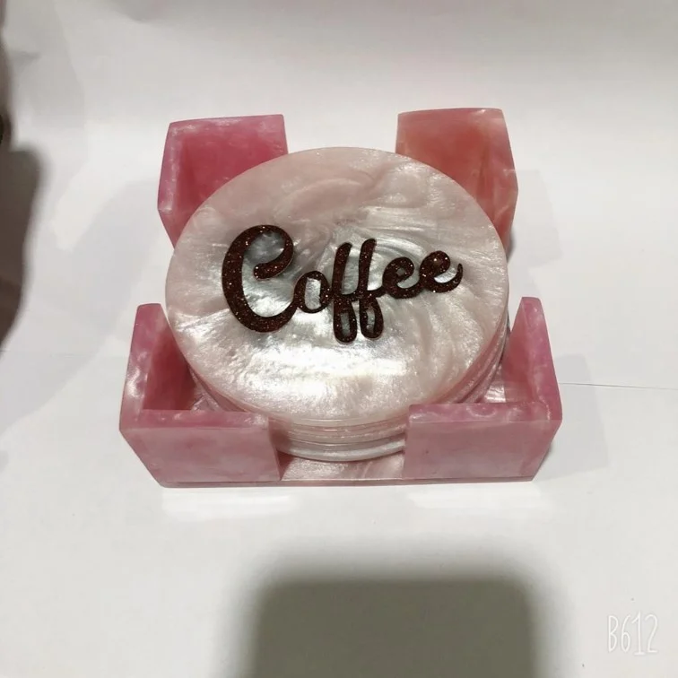 Качественная квадратная круглая подставка из эпоксидной смолы высокого качества с держателем для домашнего чая