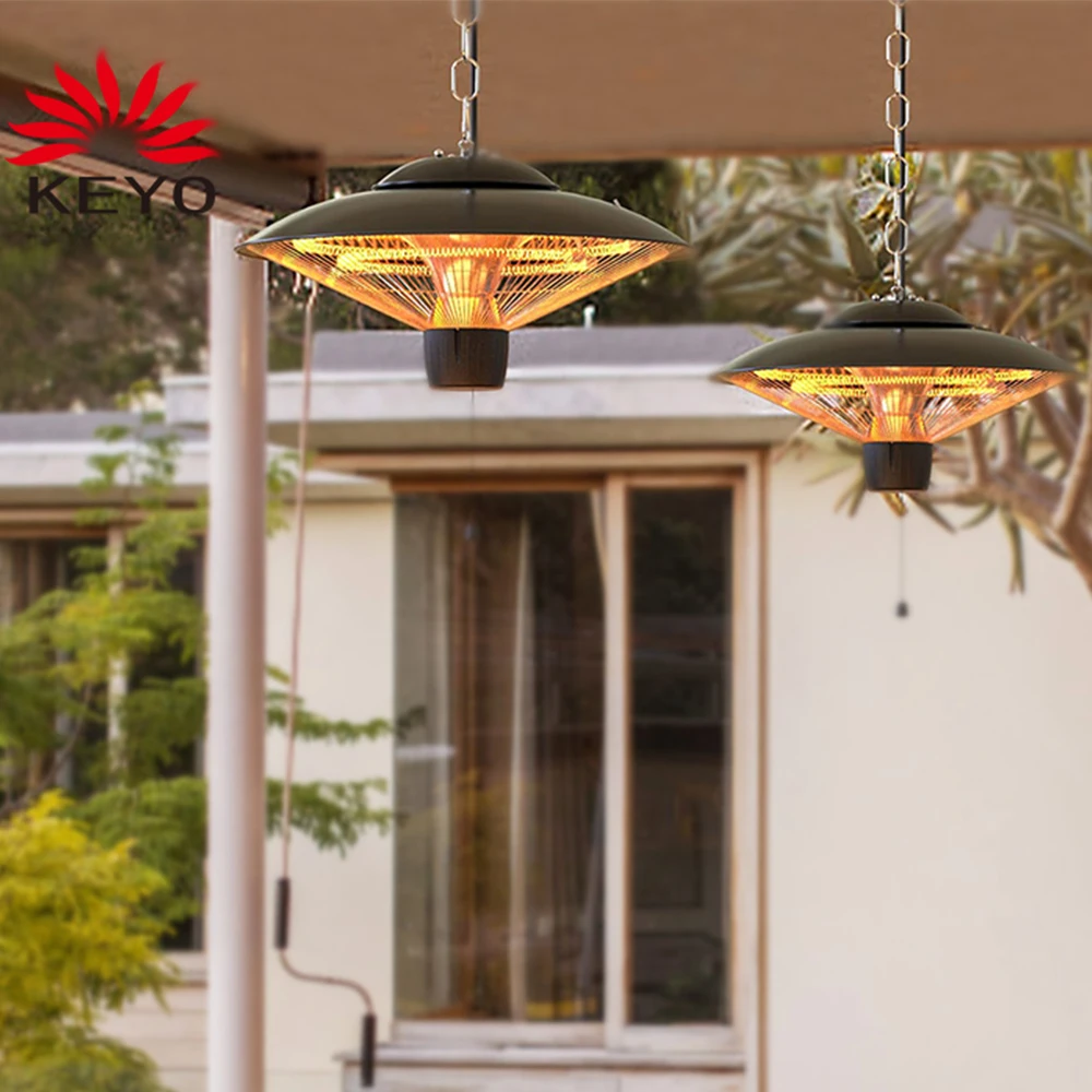Double Heating Elements Celling Hanging Indoor and outdoor Electric Heater Waterproof Quiet Operation Infrared Heater