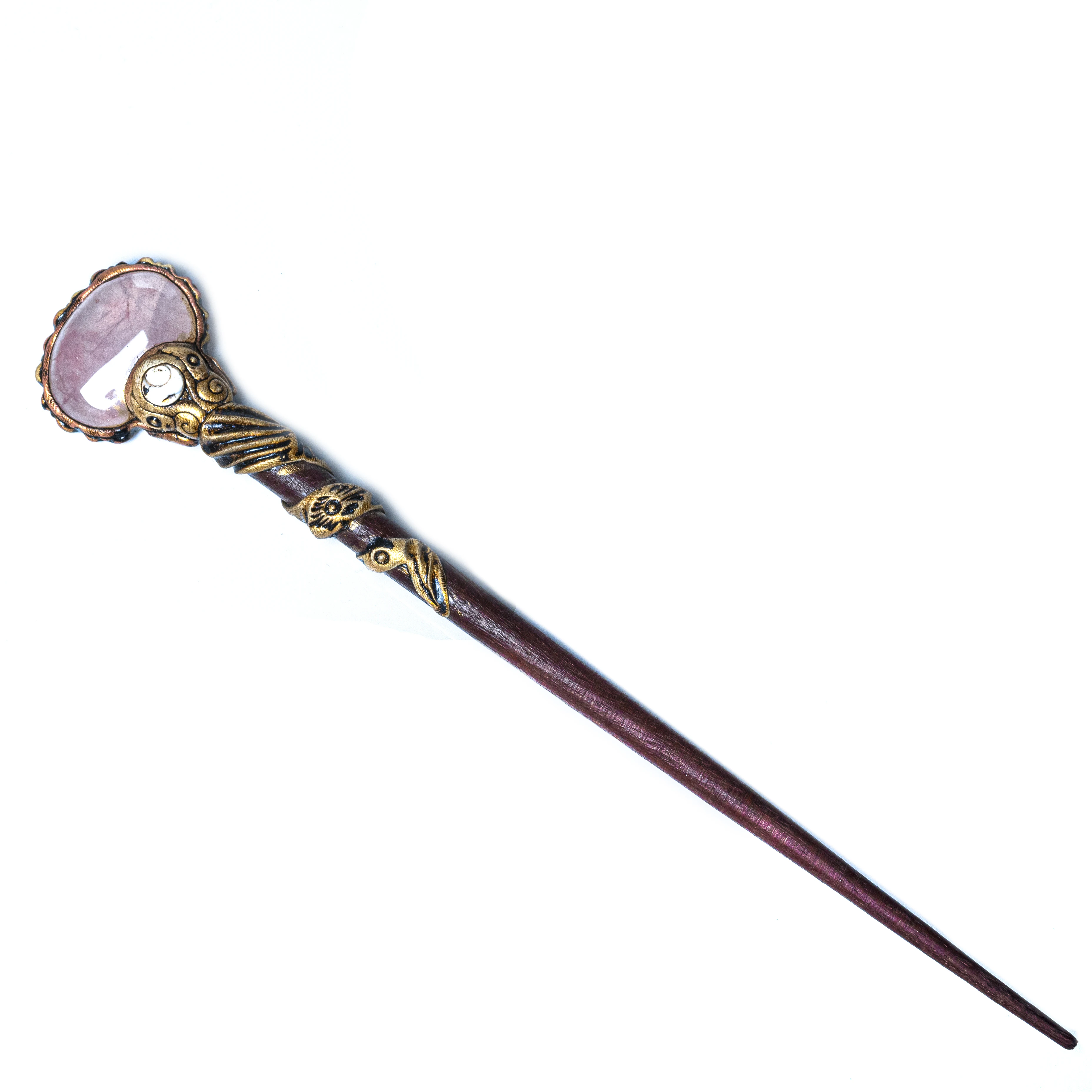 Rose Quartz Hair stick  Cut Out Oval Hair Bun Cover With Acetate Sticks For Women Hair Accessories