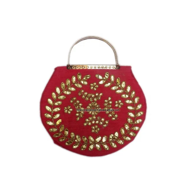 Leaf Embroidery Hand Bag In Maroon Coloured  For Girls Formal Party , Wedding And Gifting