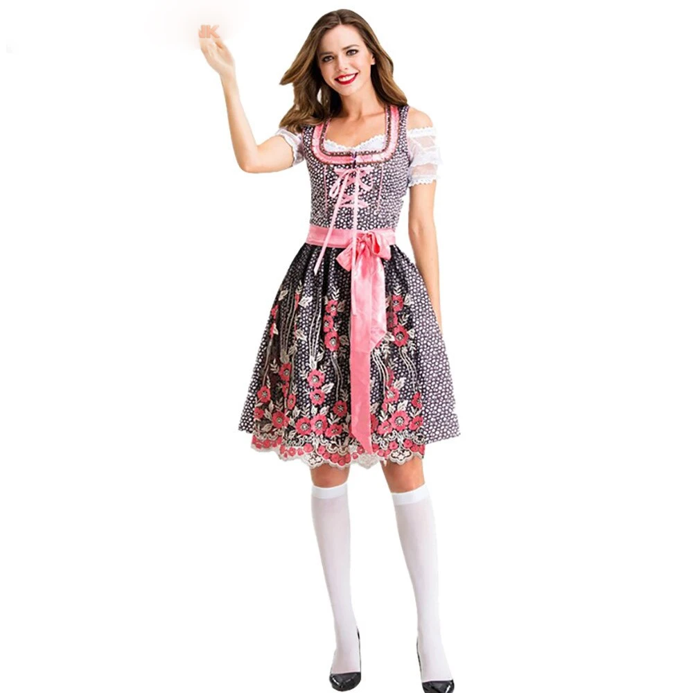 Women  Oktoberfest costume Barrera Deer Dress Short Sleeve Casual Black  Women  party Dindl Dress For Girls