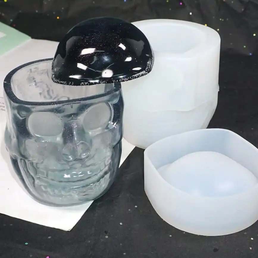 Jar with Lid Pumpkin Crown Skull Silicone Storage Bottle Jewerly Trinket Can Container Box Resin  Plaster Candle