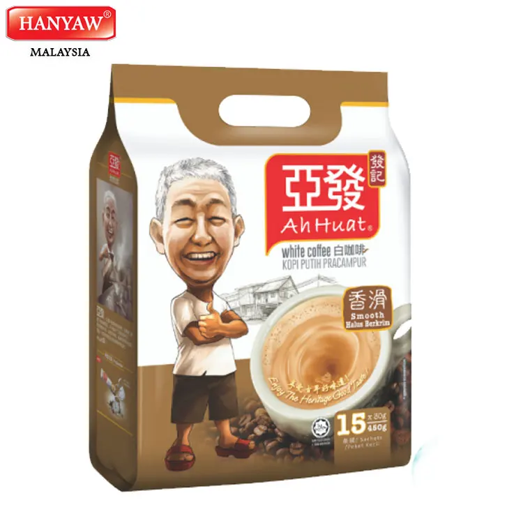 [Малайзия] Быстрая доставка + Халяль Сертифицированный AH HUAT 3 в 1 белый кофе Гладкий Halus Berkrim (30gx15sachetsx2 0 пакетов/картонная коробка)