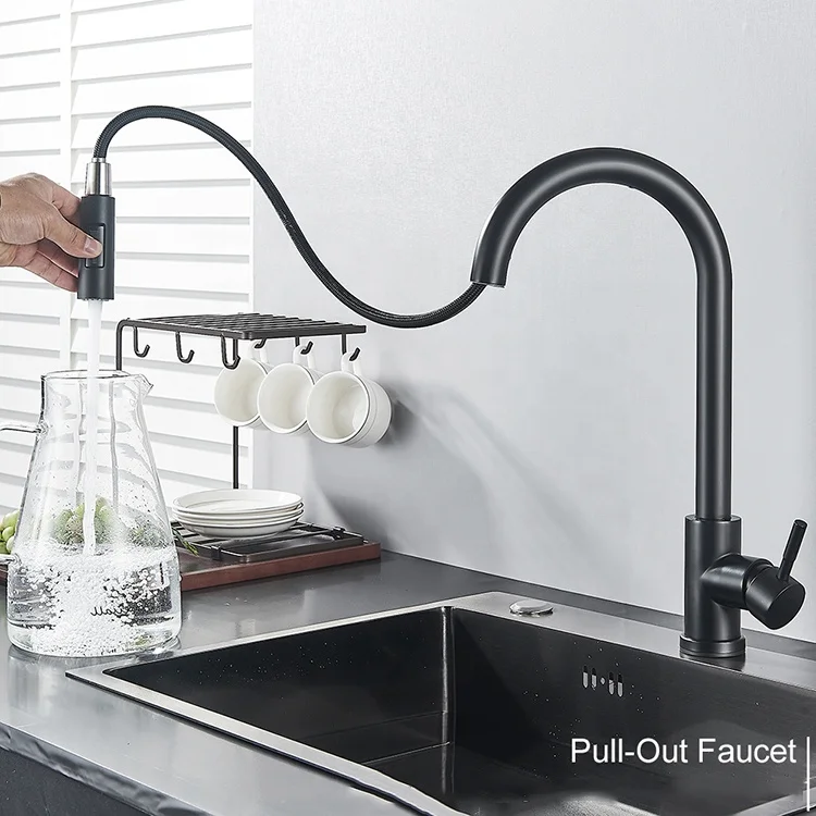 Amazon Hot Sale Sink Tap Torneira De Cozinha Black Touch Sensor Kitchen Water Faucet With Pull Down Sprayer