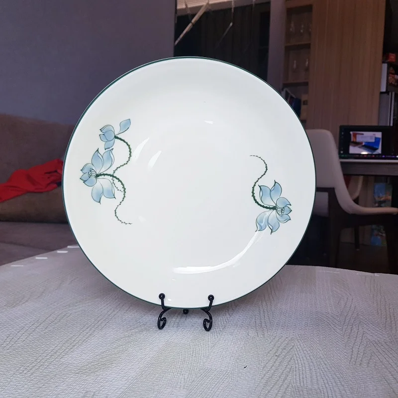 Handmade round plate 22cm diameter Porcelain salad plate