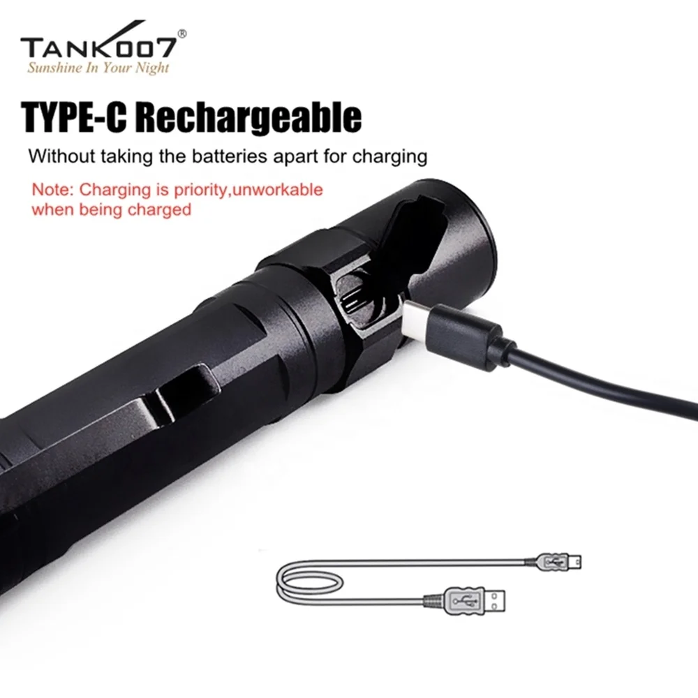Перезаряжаемый от USB Магнитный фонарик Tank007 1000 люмен мощный водонепроницаемый светодиодный