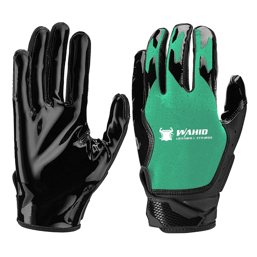 Reflex Enhancing Ball Catching Synthetic Leather Silicon Palm Grip with Backside Lycra Rugby Gloves Rugby Receiver Sports Gloves