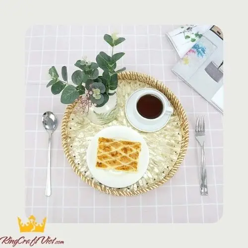 Перламутровый поднос из мозаики и ротанга вьетнамское происхождение оптовая продажа