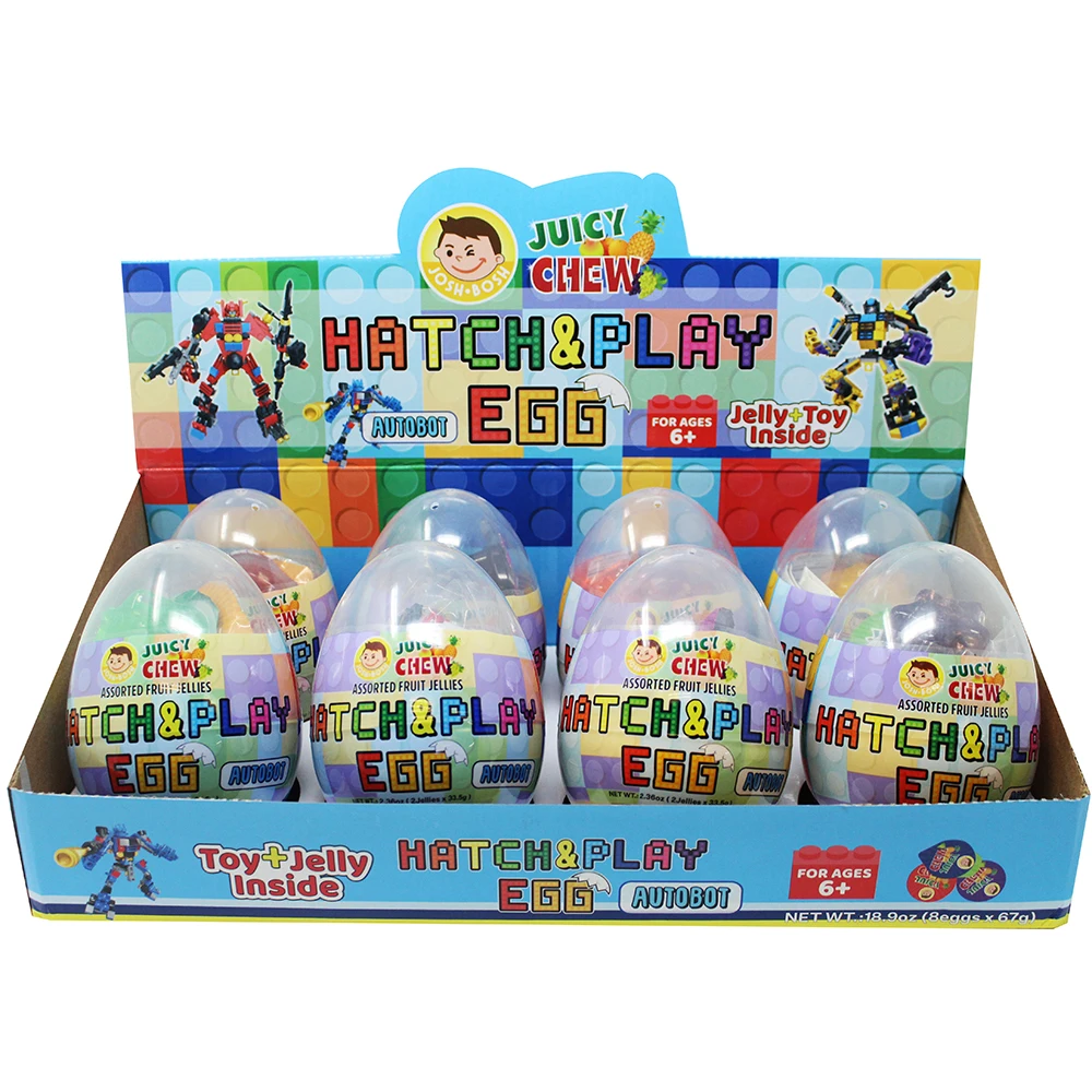 1.18 Ounce  48 Eggs Josh Bosh Hatch & Play Eggs contains Water, Sugar, Fructose and Coconut.
