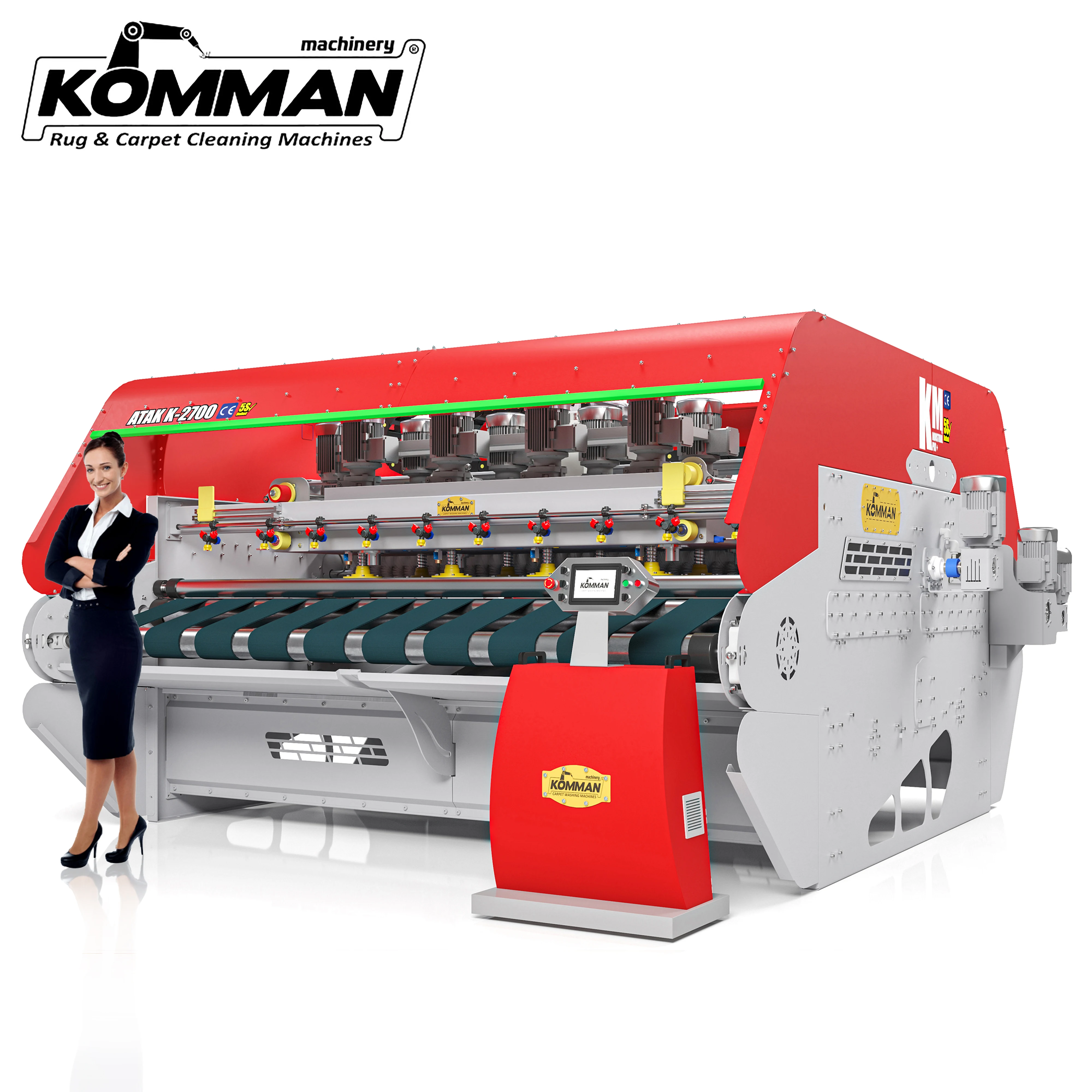 
Full Automatic Rug Washing Machine-Atak k 2700- 2.70 meter conveyor surface 12 brushes carpet washer 