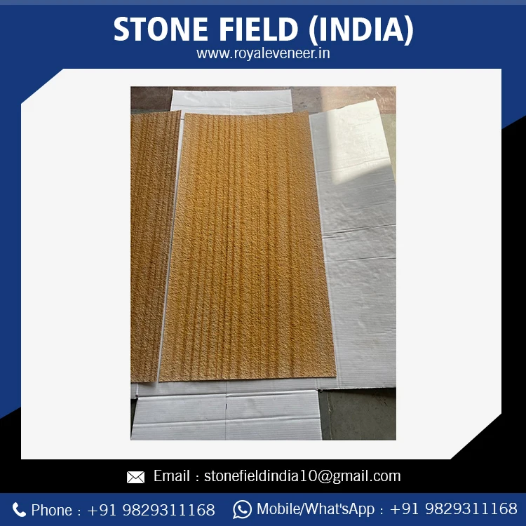 Newly Arrival Natural Golden Teakwood Sandstone Tiles & Slabs For Sale At Bulk Exporter - Stone Field India