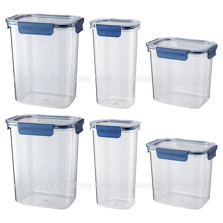 Maisons 6piece 1.8L PET Leak-proof Kitchen Storage Cereal Containers Set BPA free Food Storage Containers