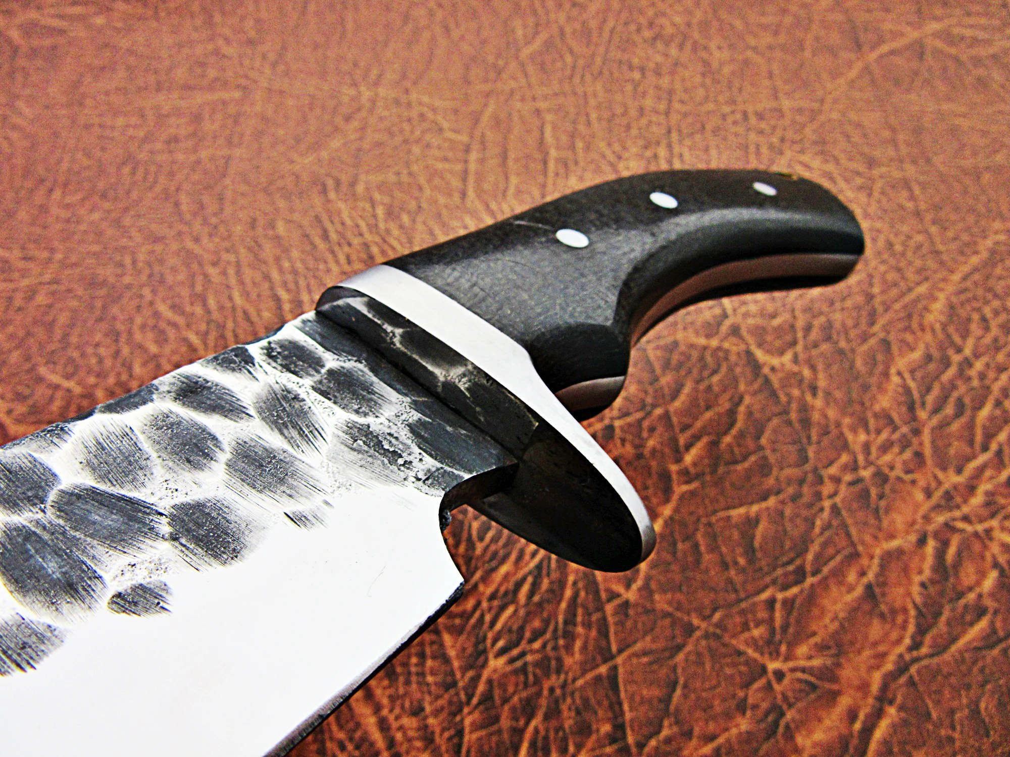 100% Top High Quality best wholesale Carbon Steel Hunting Bowie Knife with Micarta handle and pure Leather Sheath  SCW-HBK-0046