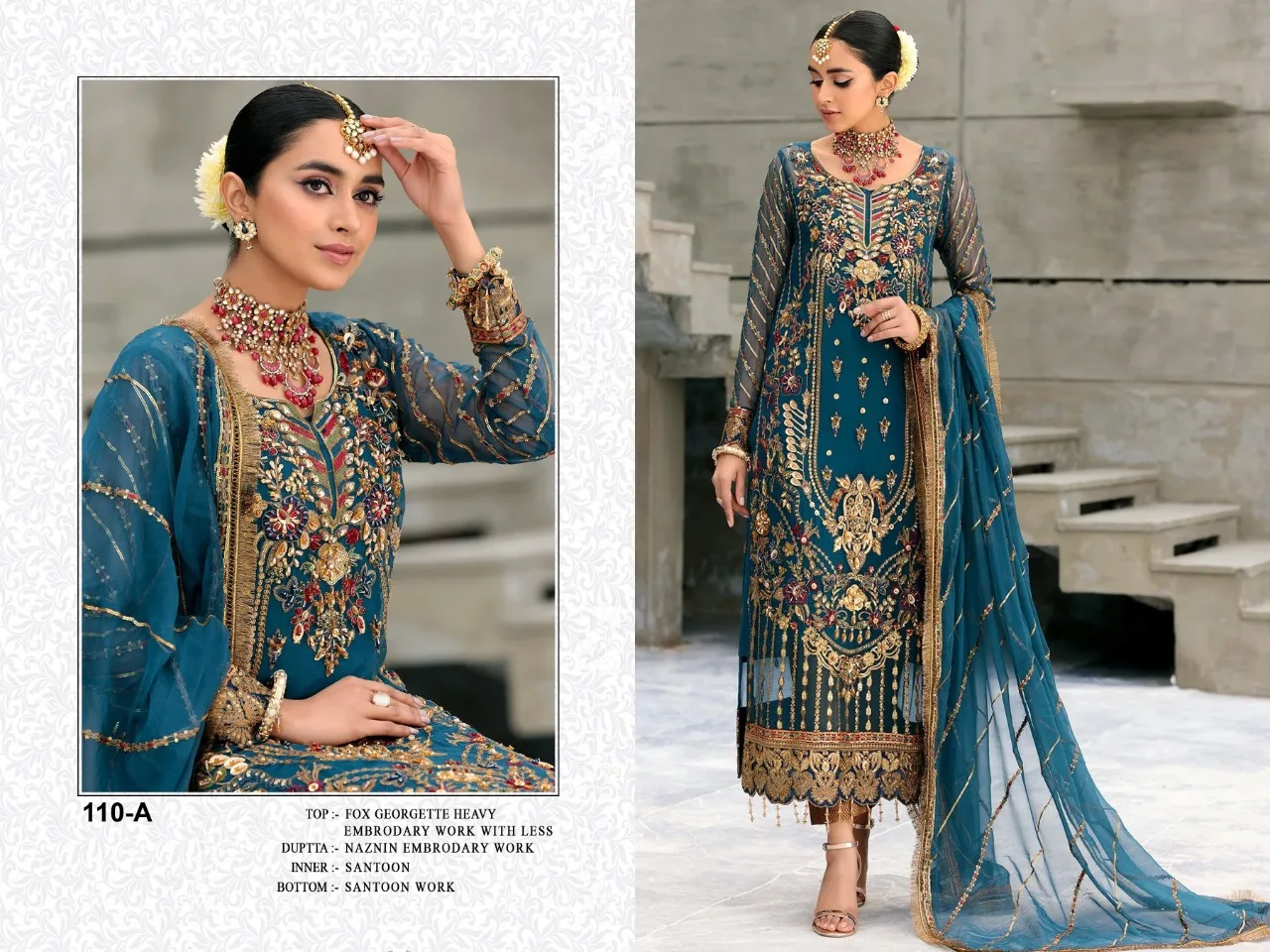 Indian Pakistani Style Pure Georgette with Embroidery Work Salwar Kameez Suit and Designer Chiffon Dupatta for Women Suits Dress