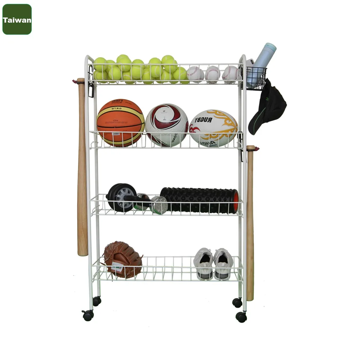 Ball arrangement basket with wheel sports (size: 128.5 × 106 × 42cm) stainless steel ball cart
