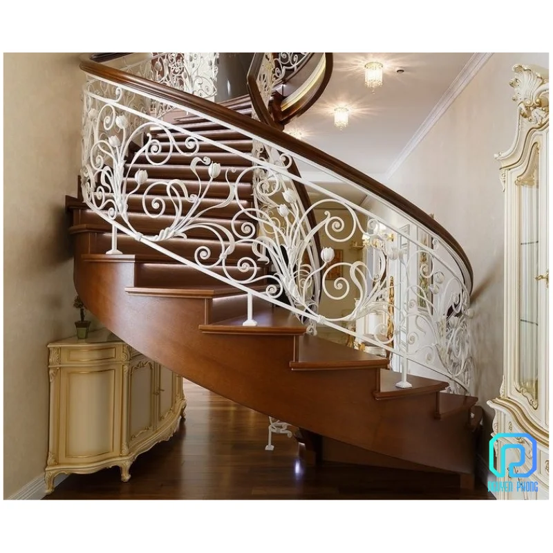 Vietnamese Factory Of Luxurious Indoor Stair Railing Designs, Luxury Stair Railing, Wrought Iron Railing Stairs