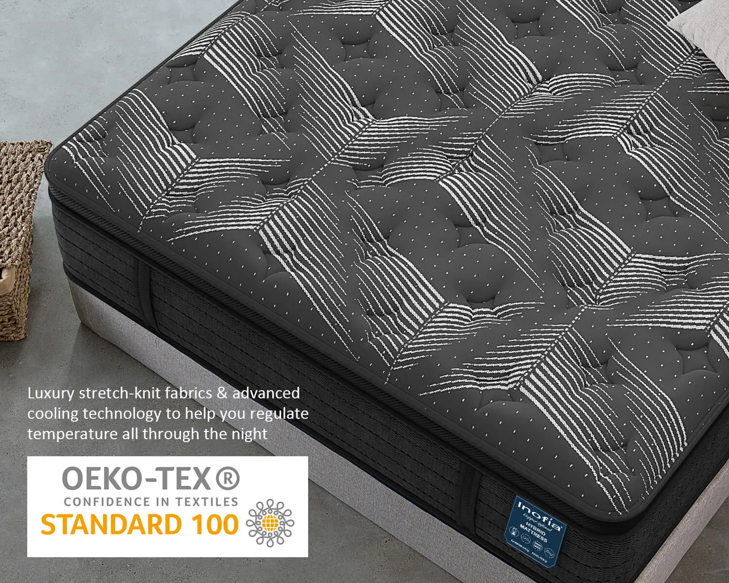 35cm Plush Organic Wool Latex Mini Pocket Spring Foam Encasement Hybrid Mattress