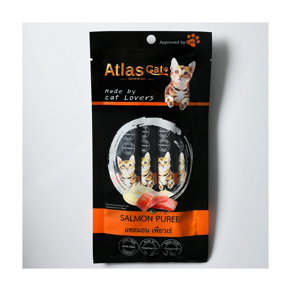 Atlas Cat Puree Salmon - Hot Selling Cat Food Made from Real Fish Premium Quality Pet Food Product Export from Thailand