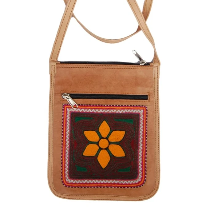 Fashion vintage style handmade leather slings, laptop bags crossbody bags with embroidery work designer handmade ladies bags