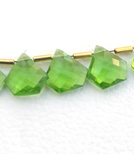 peridot quartz diamond shape stone faceted gemstone top drilled gemstone handmade stone jewelry making gemstone faceted quartz