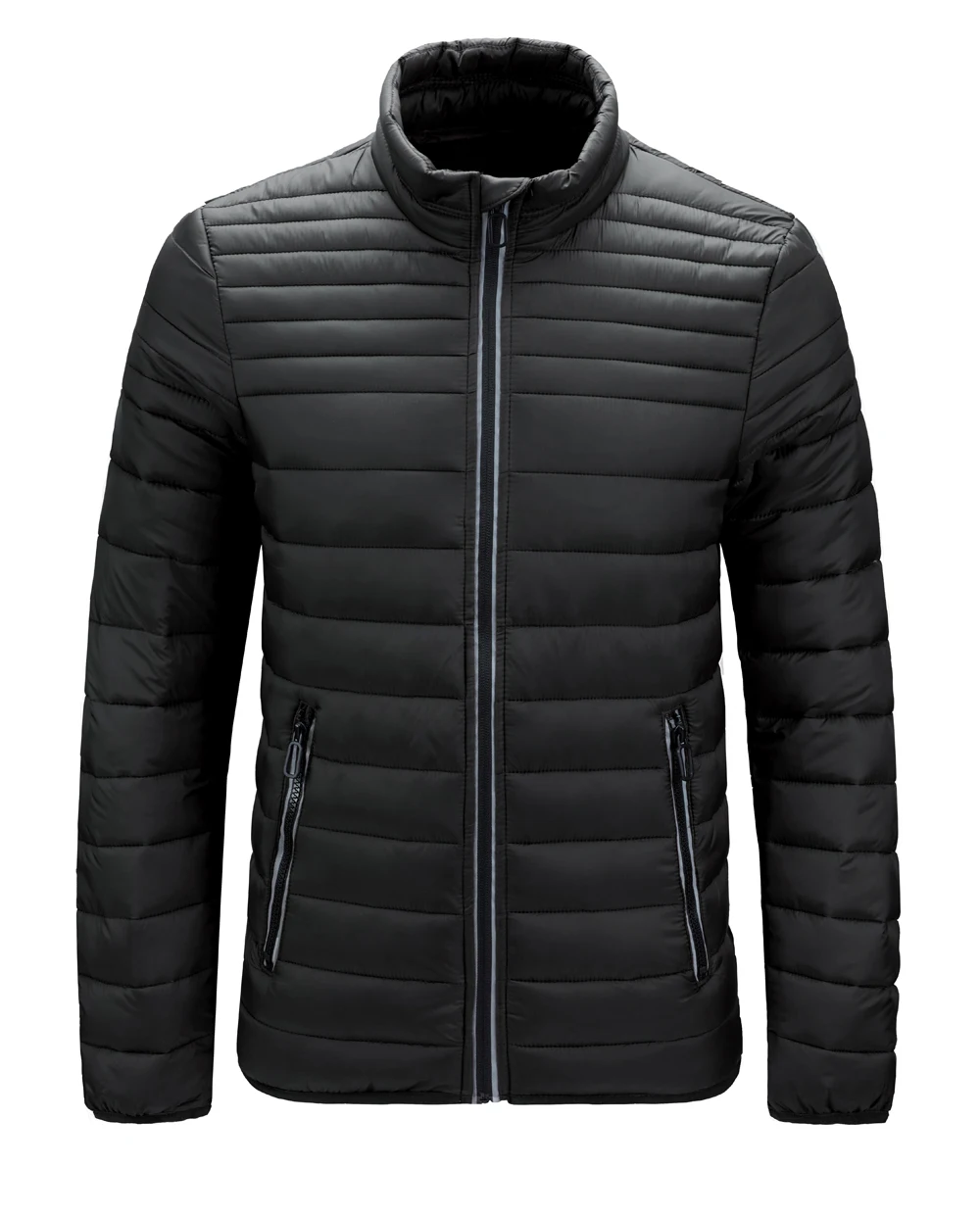 
Classic Design Plain Nylon Fabric Padded Windproof Fashion Zipper Mens Jackets 