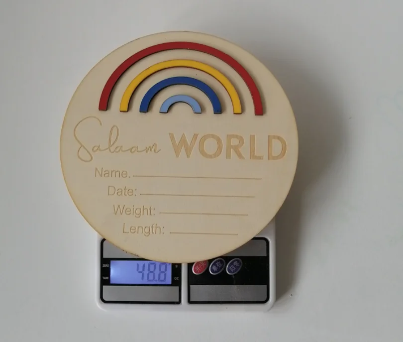 newborn hello world birth announcements baby wooden 3D rainbow milestone cards wood sign Letter Board shower gift Nursery Decor