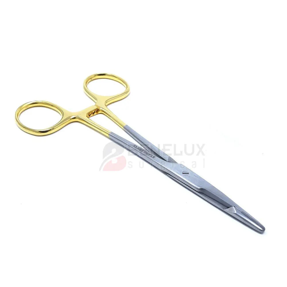 Высококачественный игольчатый держатель TC Olsen Hegar 5,5 дюйма с вставками из карбида вольфрама и золотыми кольцами с блокировкой