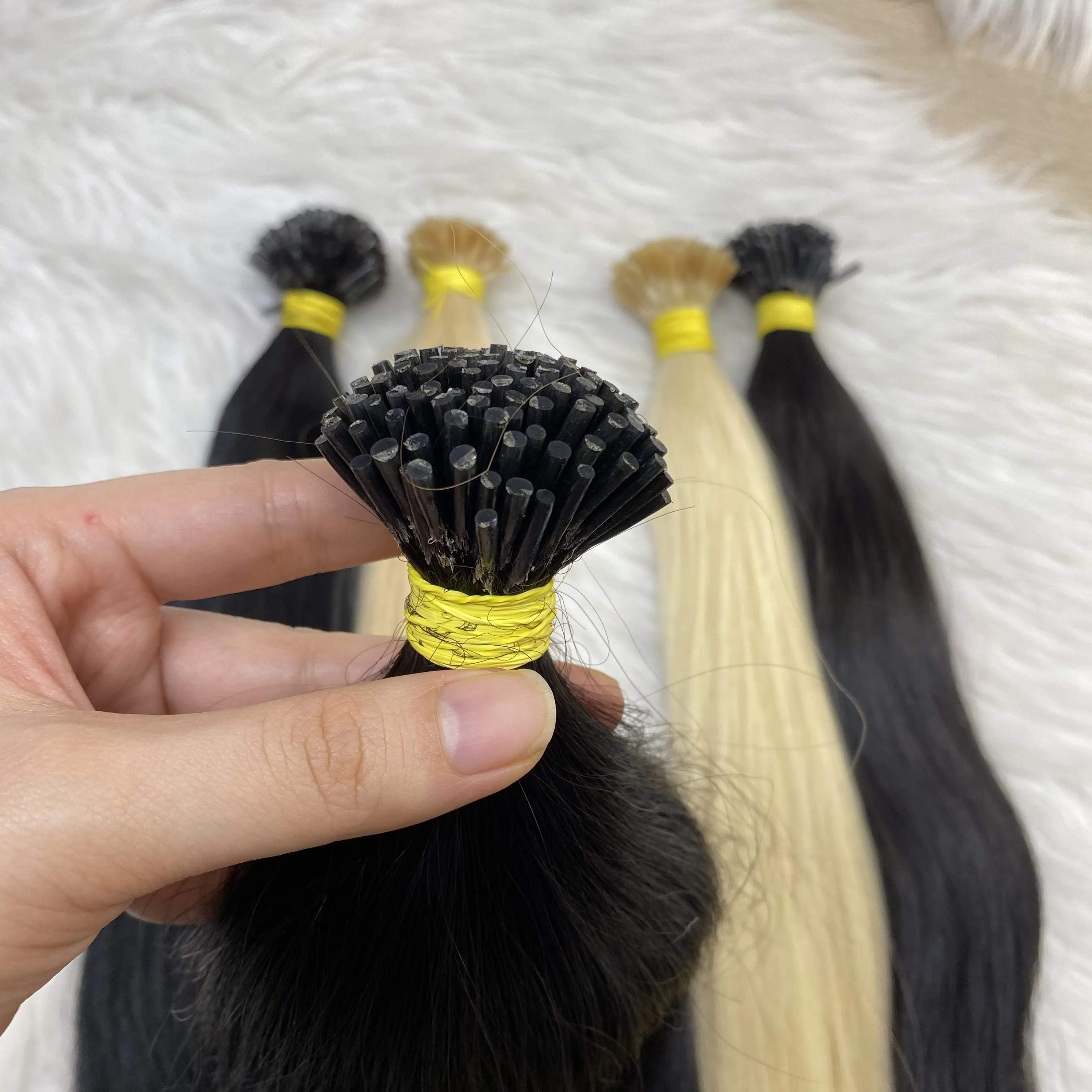Virgin human hair easy Micro Ring/Links/Loop/Beads Hair Extensions, natural black, blonde I-tip human hair extensions