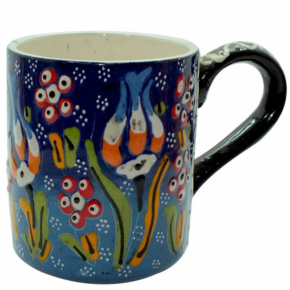 Souvenir Turkish Handmade Traditional Relief Mug - Othantic colors handpainted porcelain mug tile mug souvenir gift