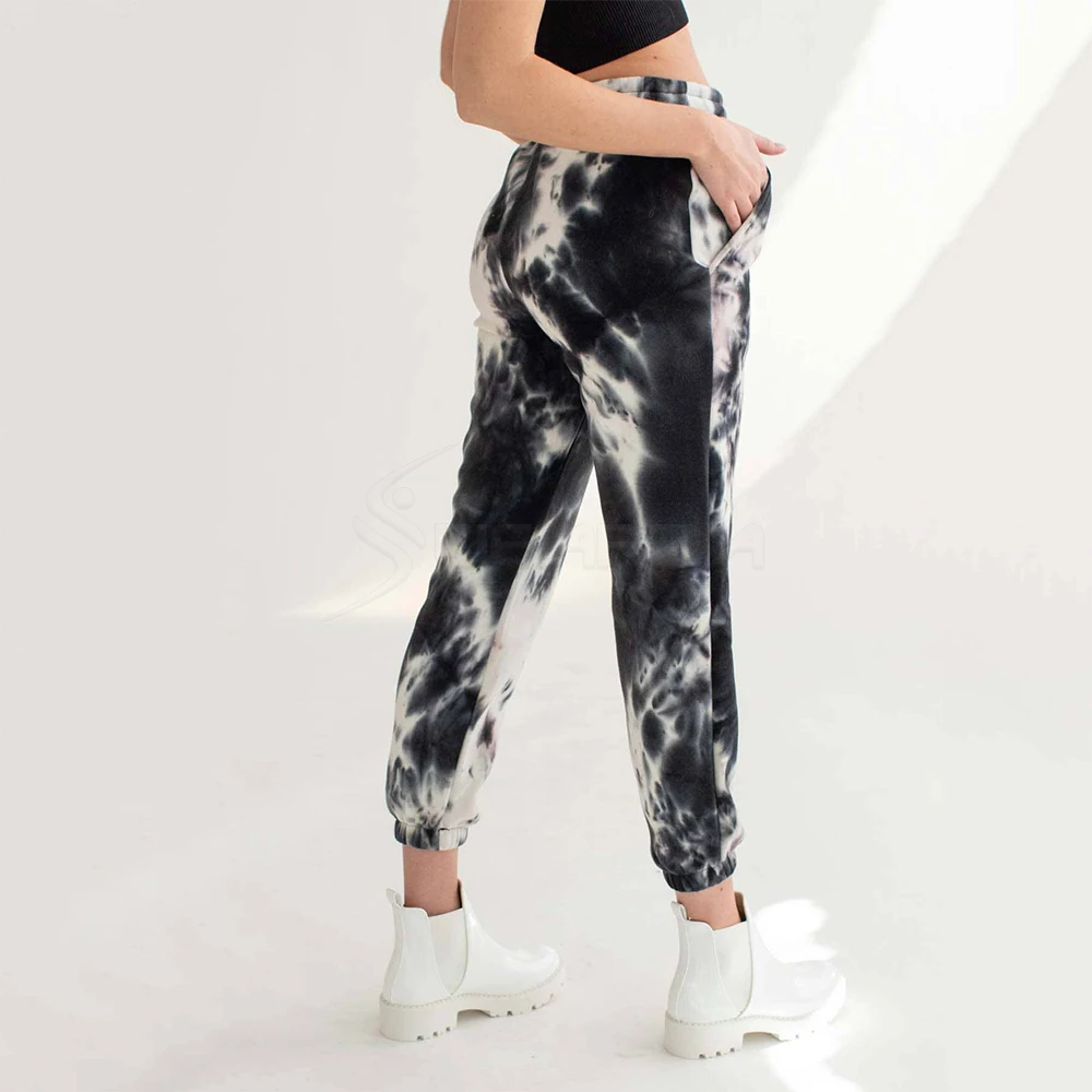 2024 Spring Summer Women Fitness Gym Tie Dye Printed High Waist Pants Lady Casual Custom Color Sweat Pants Girl Trousers Joggers