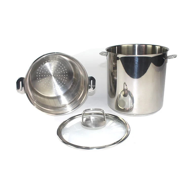 Индукционная основа из нержавеющей стали 304 большие суповые и стоковые кастрюли с сетчатой