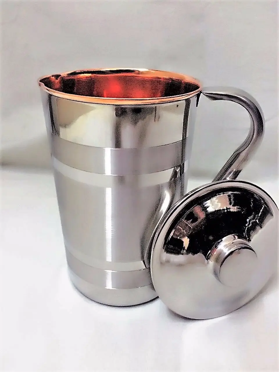 Nikhil Copper Pitcher Copper Pitcher with Set Of Four Tumbler With Nickel Painting Best For Healthy Life