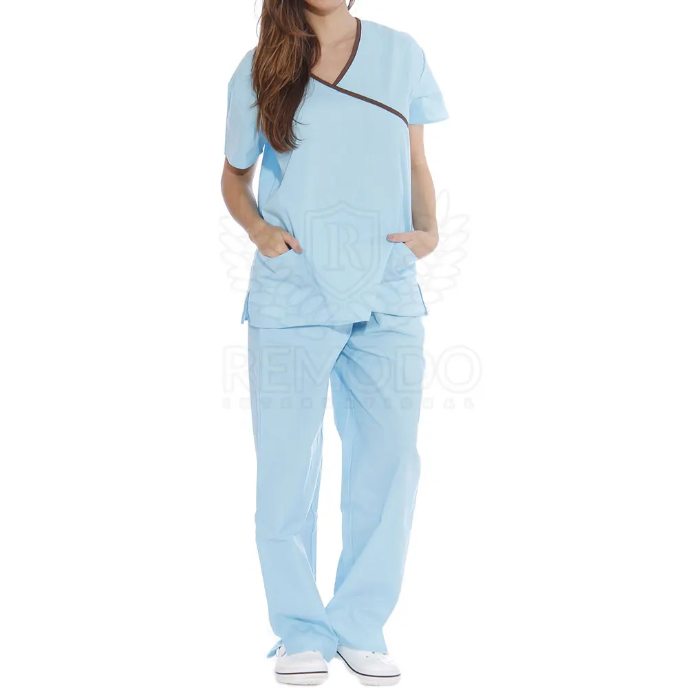 Scrubs Medical Uniform Women Medical Scrubs Shirts and Pant Set Black Solid Color Scrub Suits Hospital Staff Clothes Fashionable