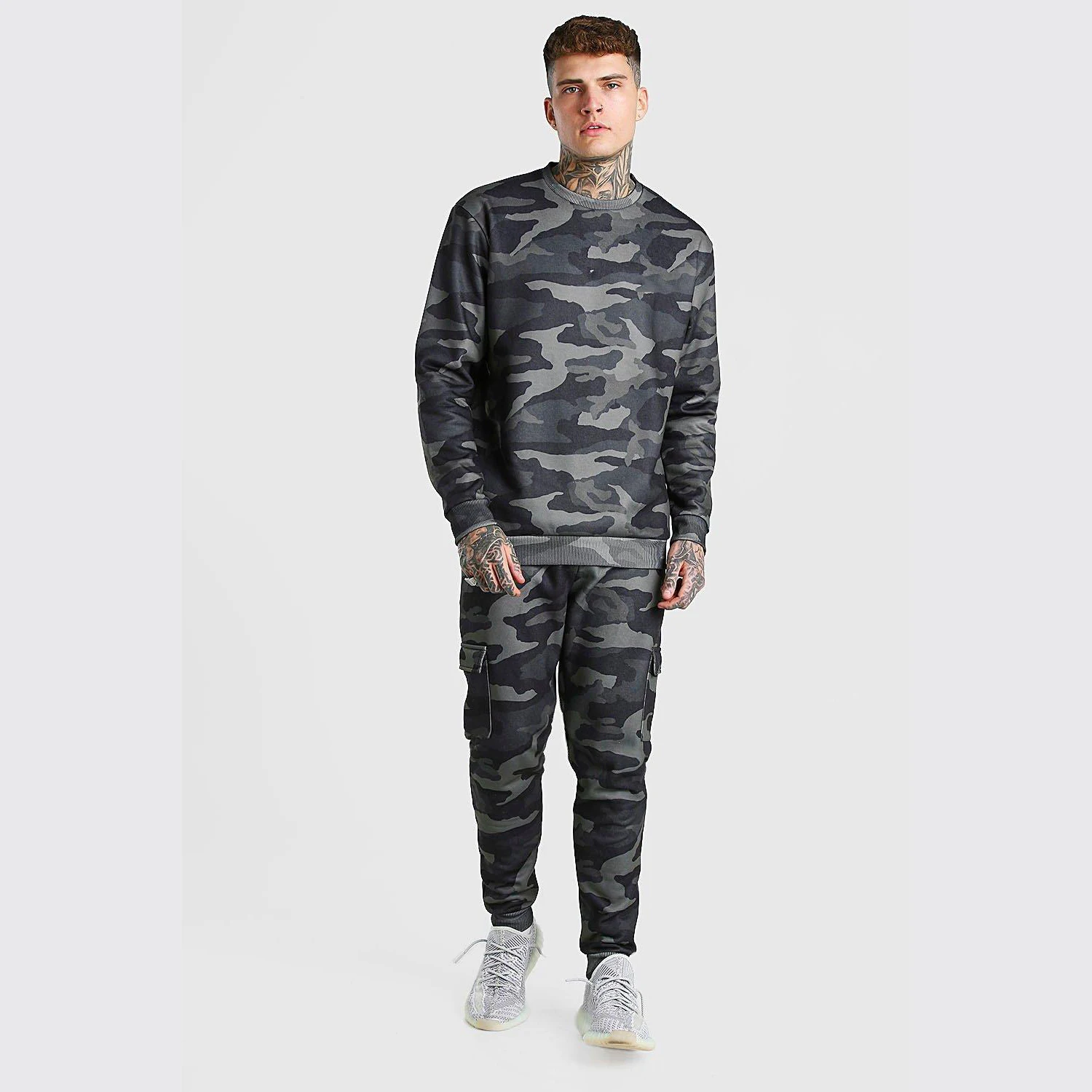 Camouflage Sublimated Men Tracksuit Two Piece Poly Fleece Sweatsuit For Men
