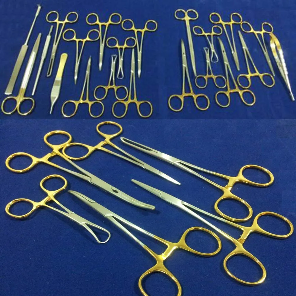 Feline Spay Pack Surgical Instruments Kit Set Of 21 Pcs Gold Handle T C