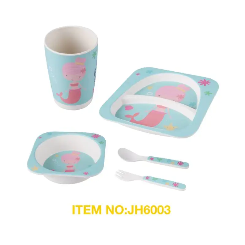 Recycled PET factory wholesale price eco friendly BPA free dishwasher safe 5 pcs tableware dinner set for children