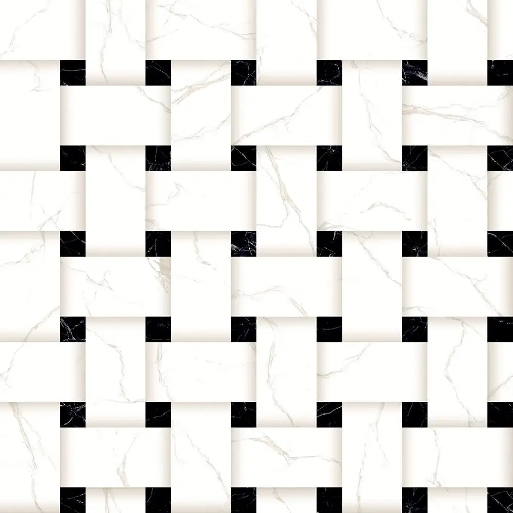 NEW DESIGN  PUZZLE LOOK BLACK AND WHITE SPECIAL PORCELAIN TILES NEW DESIGN MARBLE SHOWER FLOOR TILE FOR RESTAURANT