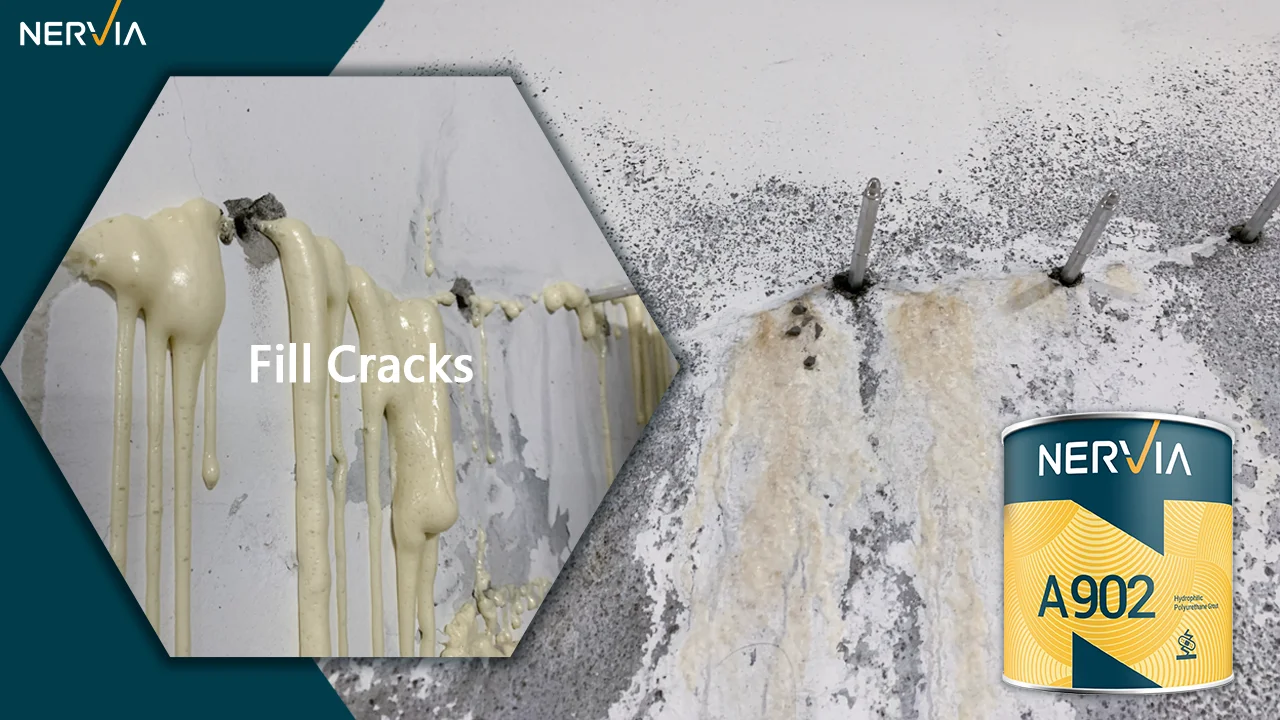 Гидрофобный Однокомпонентный полиуретановый пенопласт Nervia A902 для восстановления трещин и инъекций