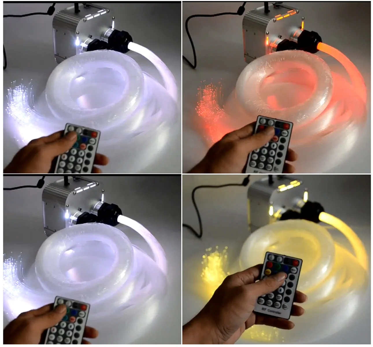 DIY Twinkle Lights On Bedroom Ceiling - 27W RGBW Wilress Bluetooth Fiber Optic Illuminator + 500PCs 0.75mm Fibre Optical Cables