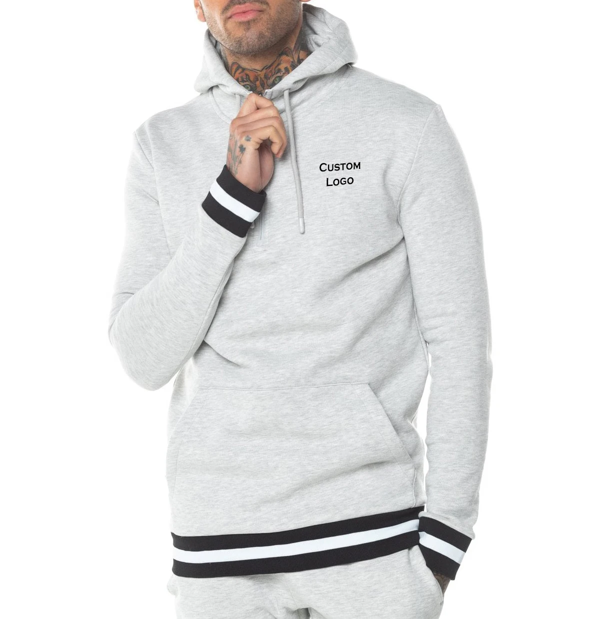 2021 Popular solid color man and women oversize ribbed hoodies in grey color screen print heat press custom printing sweater oem