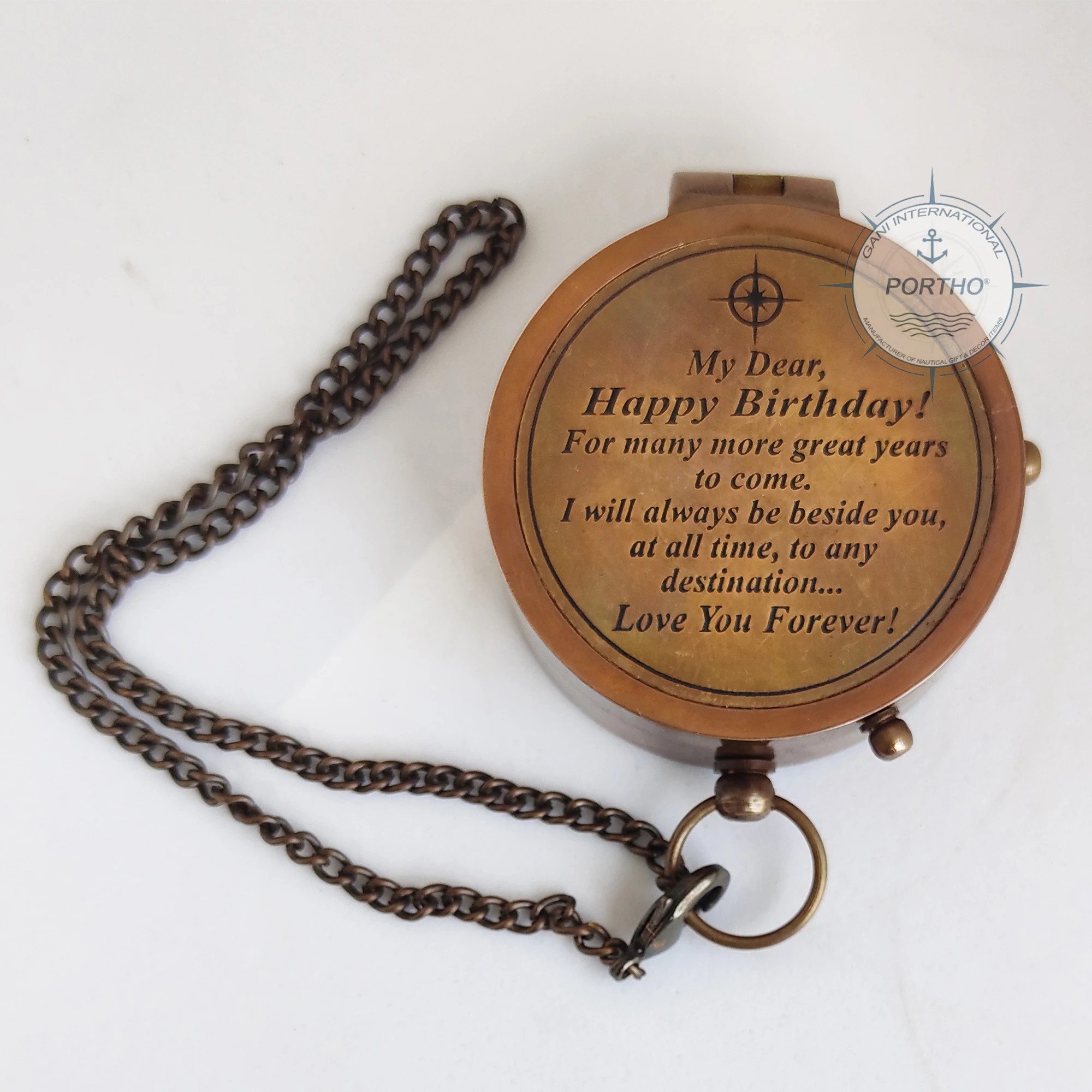 Antique Brass Birthday Compass With Wooden Box Pocket compass Best
