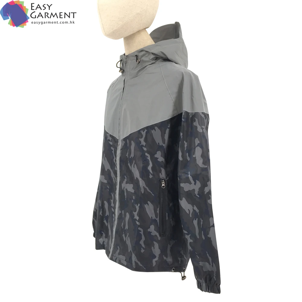 manufacturer clothing sports silk screen printed carbon fiber silver hooded rechargeable safety reflective jacket for dancing